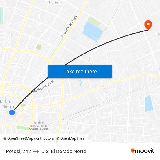 Potosi, 242 to C.S. El Dorado Norte map