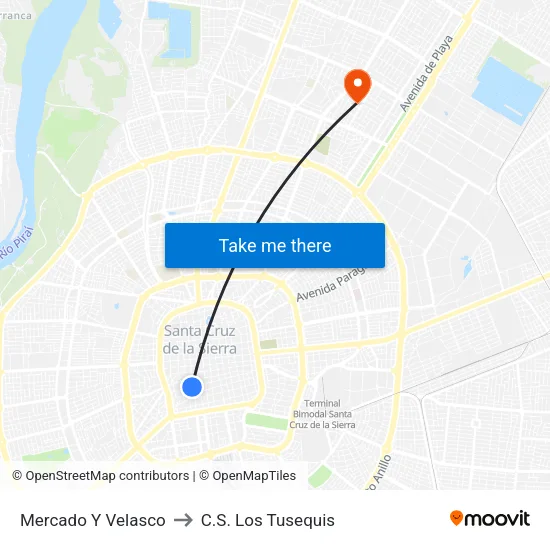 Mercado Y Velasco to C.S. Los Tusequis map