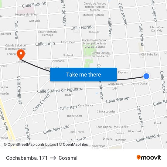 Cochabamba, 171 to Cossmil map