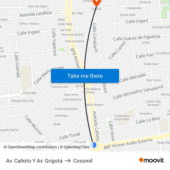 Av. Cañoto Y Av. Grigotá to Cossmil map