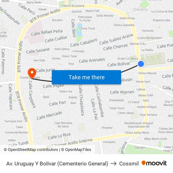 Av. Uruguay Y Bolívar (Cementerio General) to Cossmil map