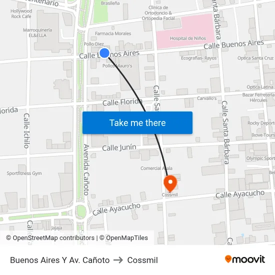 Buenos Aires Y Av. Cañoto to Cossmil map