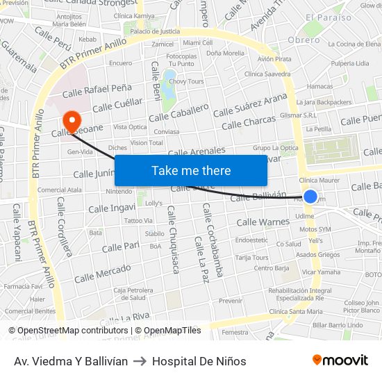 Av. Viedma Y Ballivían to Hospital De Niños map