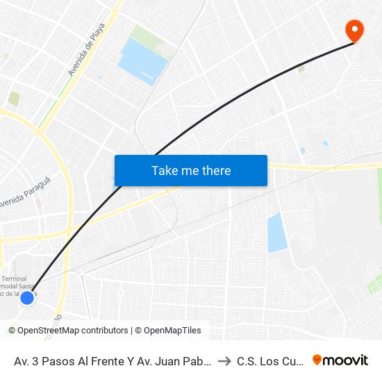 Av. 3 Pasos Al Frente Y Av. Juan Pablo II to C.S. Los Cusis map