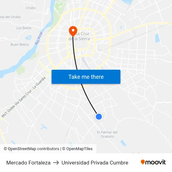 Mercado Fortaleza to Universidad Privada Cumbre map