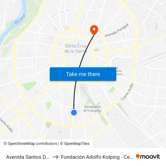 Avenida Santos Dumont, 3050 to Fundación Adolfo Kolping - Centro Multifuncional map