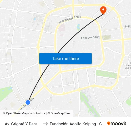 Av. Grigotá Y Destacamento 115 to Fundación Adolfo Kolping - Centro Multifuncional map