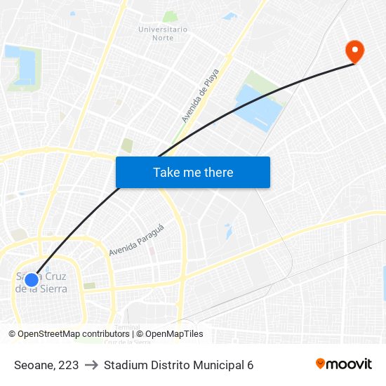 Seoane, 223 to Stadium Distrito Municipal 6 map