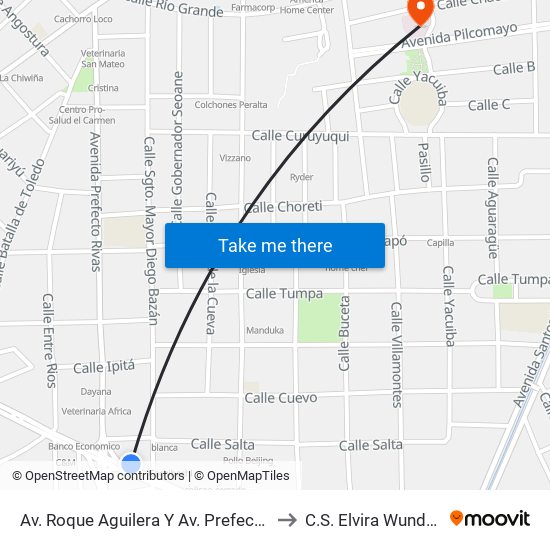 Av. Roque Aguilera Y Av. Prefecto Rivas to C.S. Elvira Wunderlich map