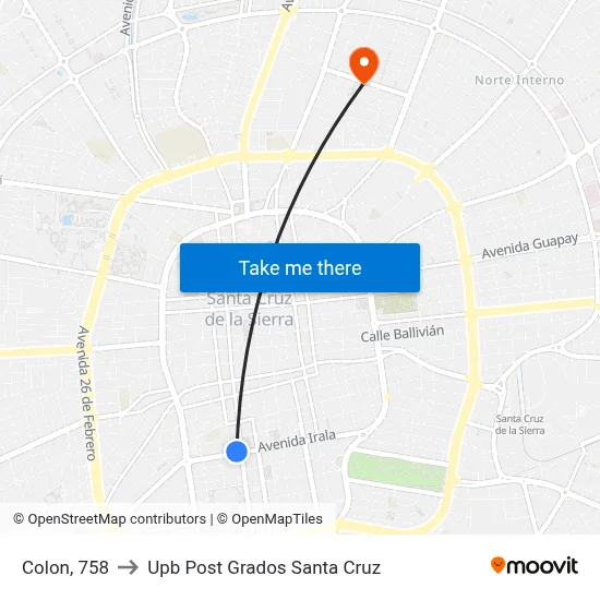 Colon, 758 to Upb Post Grados Santa Cruz map