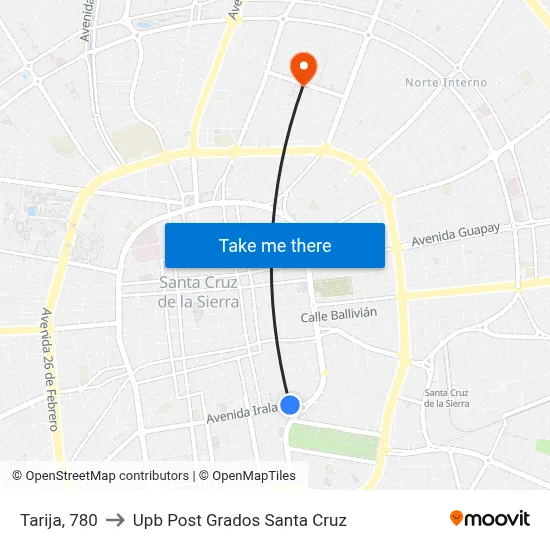 Tarija, 780 to Upb Post Grados Santa Cruz map