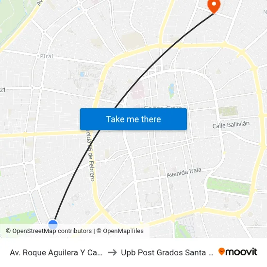 Av. Roque Aguilera Y Castilla to Upb Post Grados Santa Cruz map
