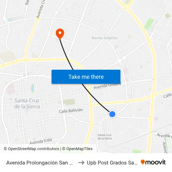 Avenida Prolongación San Pablo, 2145 to Upb Post Grados Santa Cruz map