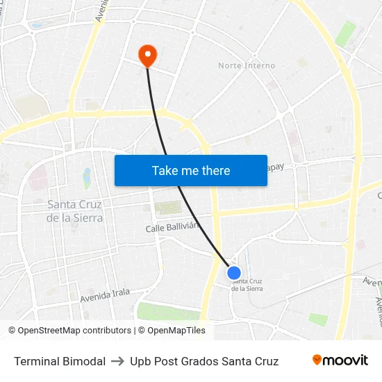 Terminal Bimodal to Upb Post Grados Santa Cruz map