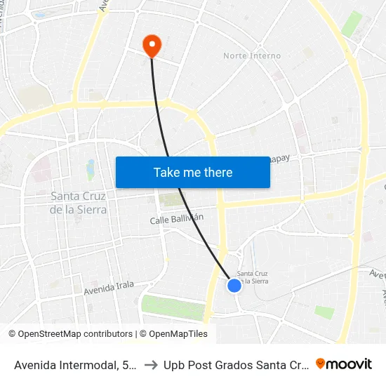 Avenida Intermodal, 588 to Upb Post Grados Santa Cruz map