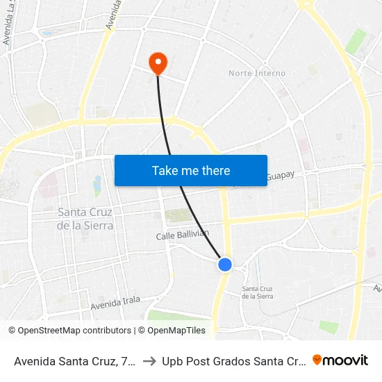Avenida Santa Cruz, 728 to Upb Post Grados Santa Cruz map