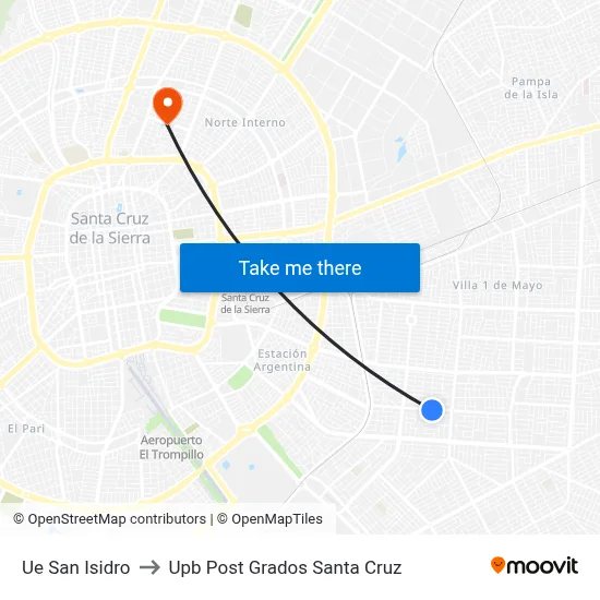Ue San Isidro to Upb Post Grados Santa Cruz map