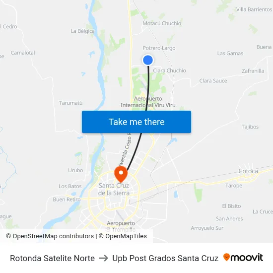 Rotonda Satelite Norte to Upb Post Grados Santa Cruz map