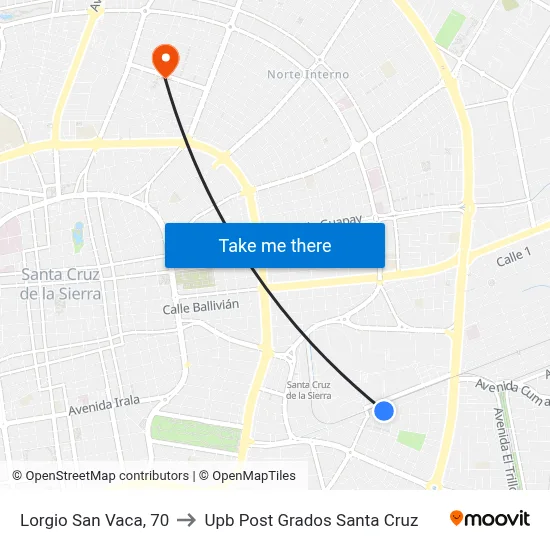 Lorgio San Vaca, 70 to Upb Post Grados Santa Cruz map