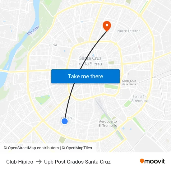 Club Hípico to Upb Post Grados Santa Cruz map