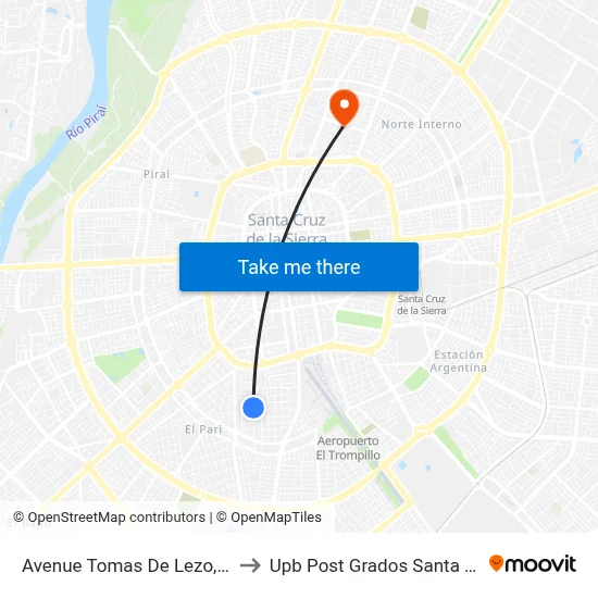 Avenue Tomas De Lezo, 504 to Upb Post Grados Santa Cruz map