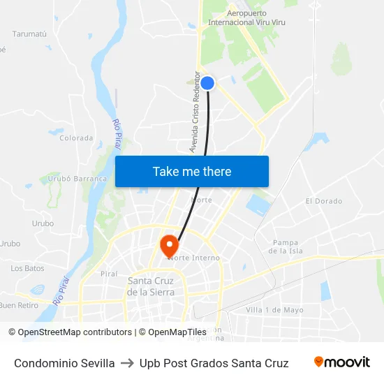 Condominio Sevilla to Upb Post Grados Santa Cruz map
