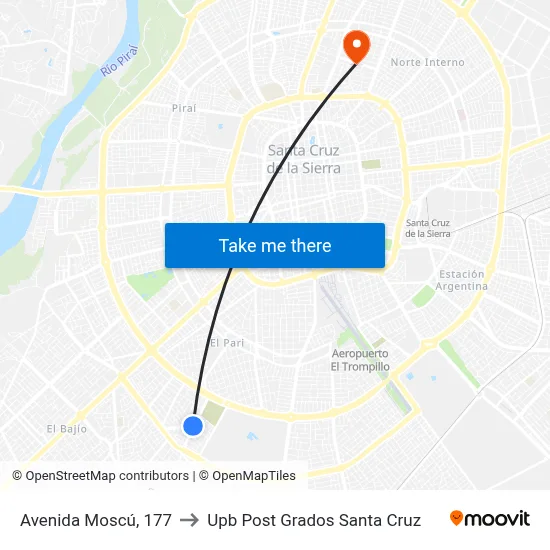 Avenida Moscú, 177 to Upb Post Grados Santa Cruz map