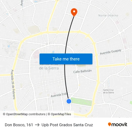Don Bosco, 161 to Upb Post Grados Santa Cruz map