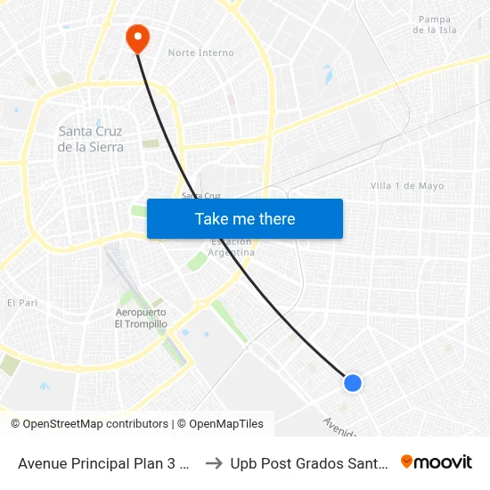 Avenue Principal Plan 3 Mil 100 to Upb Post Grados Santa Cruz map