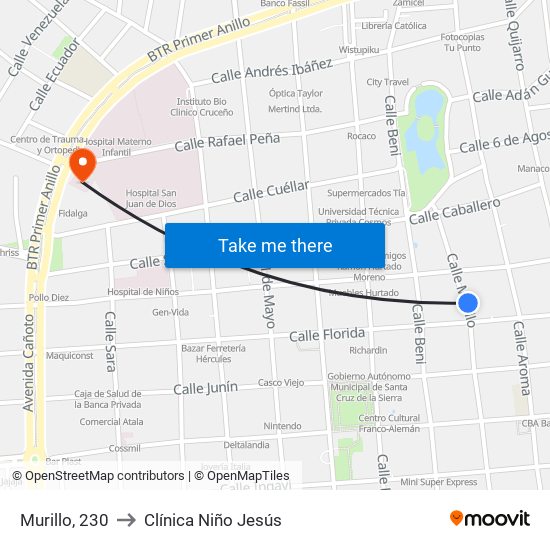 Murillo, 230 to Clínica Niño Jesús map