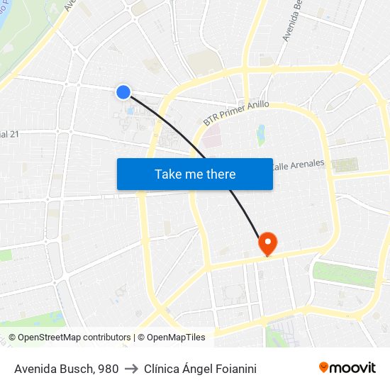 Avenida Busch, 980 to Clínica Ángel Foianini map