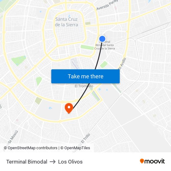 Terminal Bimodal to Los Olivos map