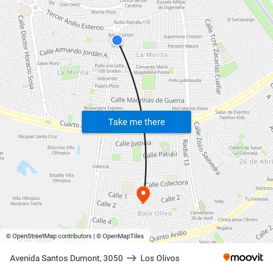 Avenida Santos Dumont, 3050 to Los Olivos map