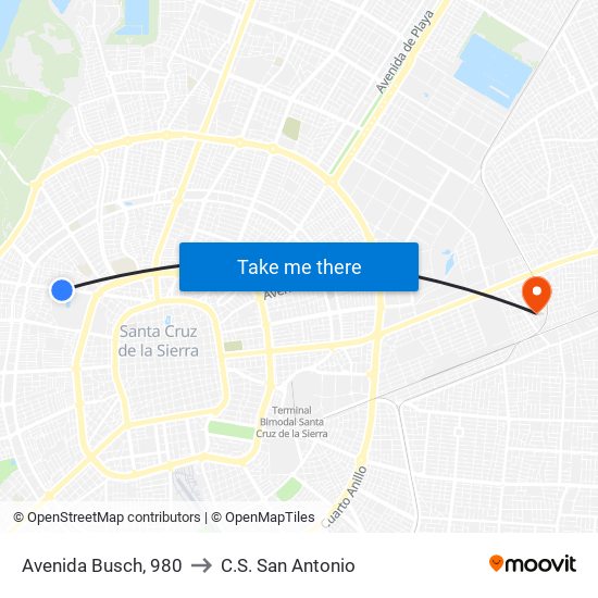 Avenida Busch, 980 to C.S. San Antonio map