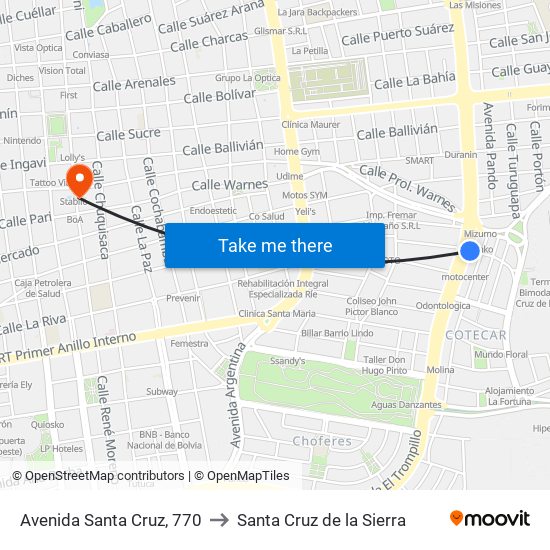 Avenida Santa Cruz, 770 to Santa Cruz de la Sierra map