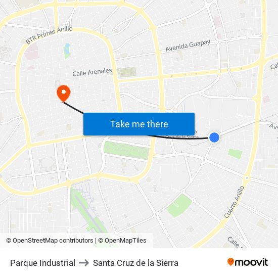 Parque Industrial to Santa Cruz de la Sierra map