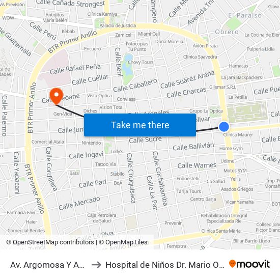 Av. Argomosa Y Av. Melchor Pinto to Hospital de Niños Dr. Mario Ortiz Suárez-Emergencia map