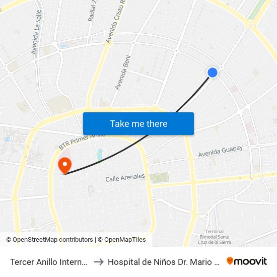 Tercer Anillo Interno Y Av. Mutualista to Hospital de Niños Dr. Mario Ortiz Suárez-Emergencia map