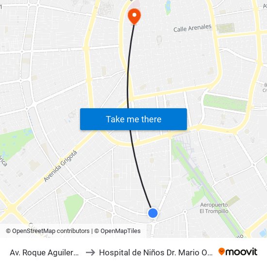 Av. Roque Aguilera Y Villamontes to Hospital de Niños Dr. Mario Ortiz Suárez-Emergencia map