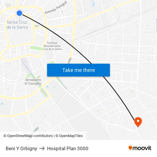 Beni Y Orbigny to Hospital Plan 3000 map