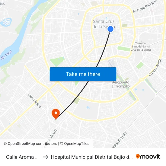 Calle Aroma Y Sucre to Hospital Municipal Distrital Bajio del Oriente D-10 map