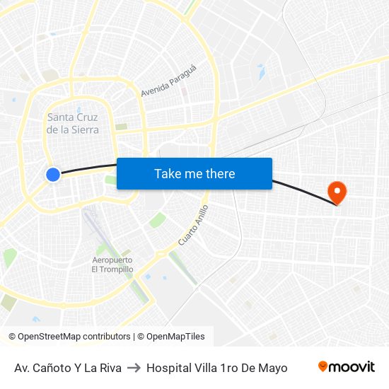 Av. Cañoto Y La Riva to Hospital Villa 1ro De Mayo map