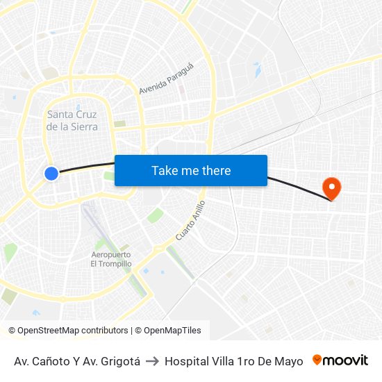 Av. Cañoto Y Av. Grigotá to Hospital Villa 1ro De Mayo map