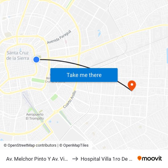 Av. Melchor Pinto Y Av. Viedma to Hospital Villa 1ro De Mayo map