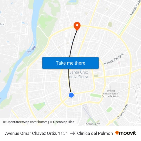 Avenue Omar Chavez Ortiz, 1151 to Clínica del Pulmón map