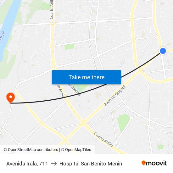 Avenida Irala, 711 to Hospital San Benito Menin map