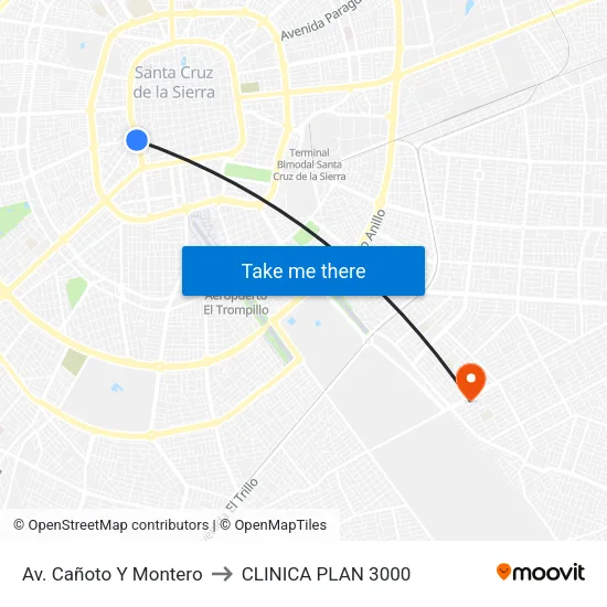 Av. Cañoto Y Montero to CLINICA PLAN 3000 map