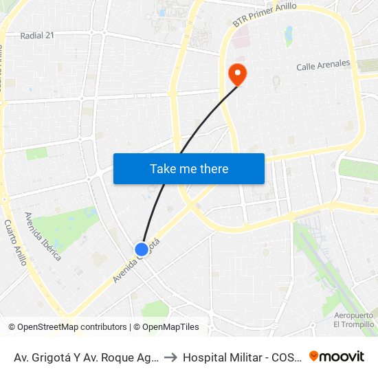 Av. Grigotá Y Av. Roque Aguilera to Hospital Militar - COSSMIL map