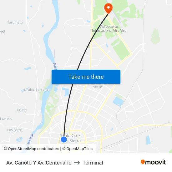 Av. Cañoto Y Av. Centenario to Terminal map