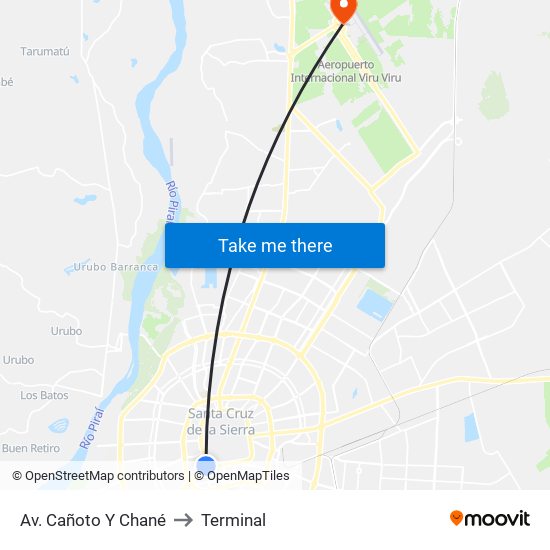 Av. Cañoto Y Chané to Terminal map